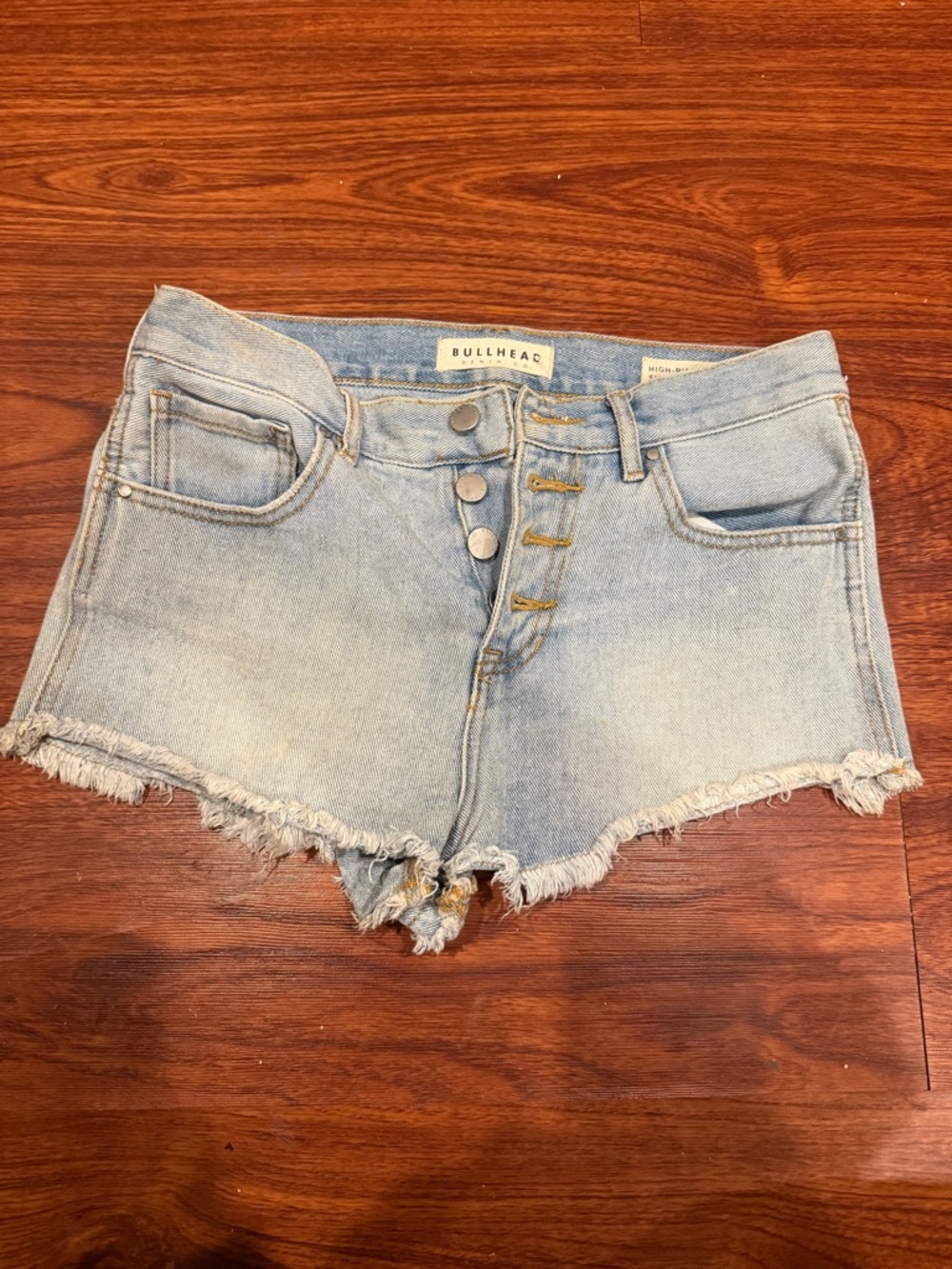 PacSun Light Blue High-Rise Button-Front Denim Shorts